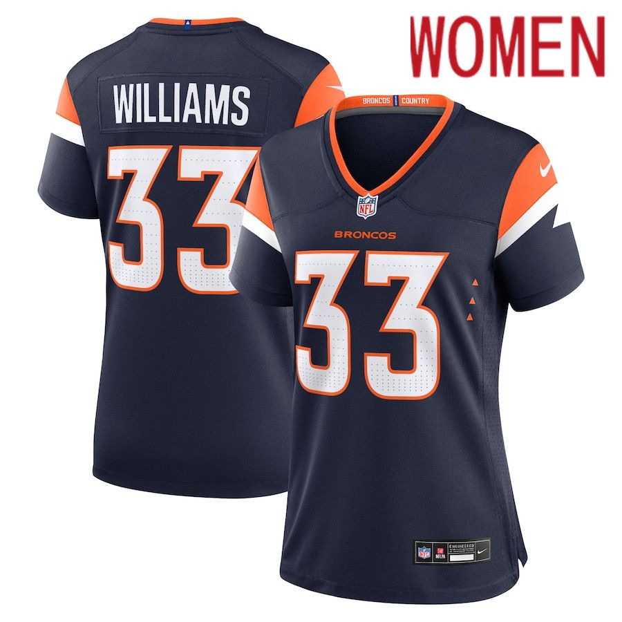Women Denver Broncos 33 Javonte Williams Nike Navy Alternate Game NFL Jersey